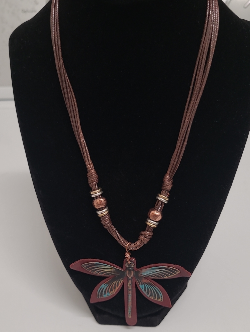 Women’s Brown Dragonfly Pendant Necklace - 11 Inch Long